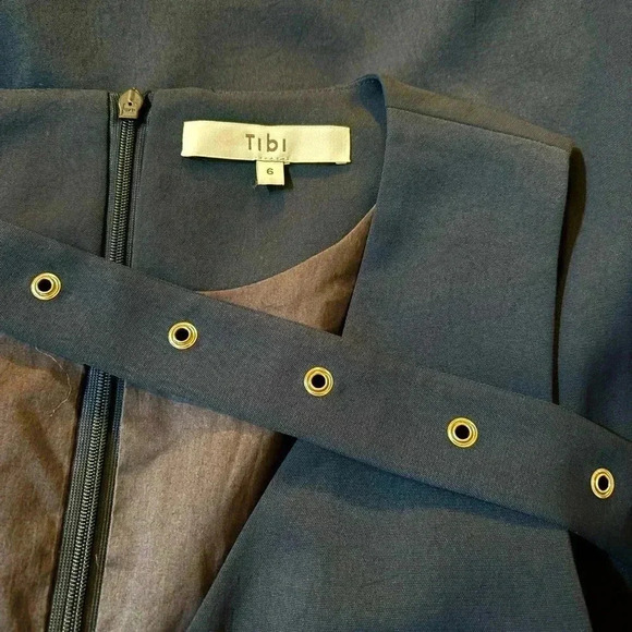 Tibi Women's Midi Wrap Dress Medium size 6 Blue Sleeveless V-Neck Casual Belted - Picture 6 of 8